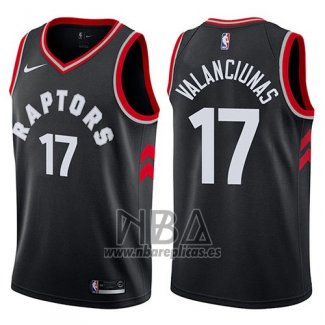 Camiseta Toronto Raptors Jonas Valanciunas NO 17 Statement 2017-18 Negro