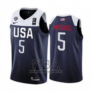 Camiseta USA Donovan Mitchell NO 5 2019 FIBA Basketball World Cup Azul