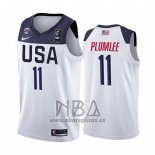 Camiseta USA Mason Plumlee NO 11 2019 FIBA Basketball World Cup Blanco