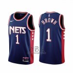 Camiseta Brooklyn Nets Bruce Brown NO 1 Ciudad 2021-22 Azul