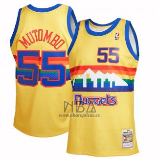 Camiseta Denver Nuggets Dikembe Mutombo NO 55 Mitchell & Ness 1991-92 Amarillo