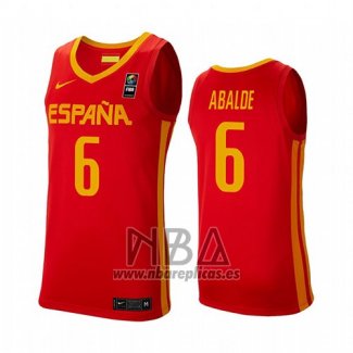 Camiseta Espana Alberto Abalde NO 6 2019 FIBA Baketball World Cup Rojo