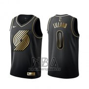 Camiseta Golden Edition Portland Trail Blazers Damian Lillard NO 0 Negro