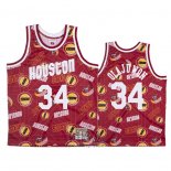 Camiseta Houston Rockets Hakeem Olajuwon NO 34 Hardwood Classics Tear Up Pack Rojo
