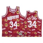 Camiseta Houston Rockets Hakeem Olajuwon NO 34 Hardwood Classics Tear Up Pack Rojo