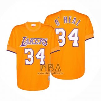 Camiseta Manga Corta Los Angeles Lakers Shaquille O'Neal NO 34 Amarillo