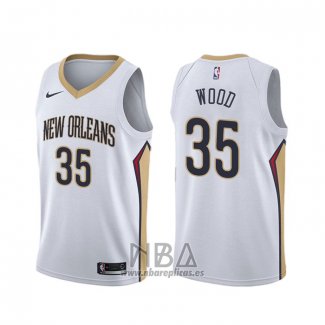 Camiseta New Orleans Pelicans Christian Wood NO 35 Association Blanco