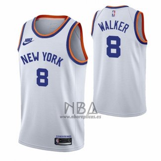 Camiseta New York Knicks Kemba Walker NO 8 75th Anniversary Blanco