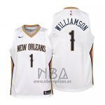 Camiseta Nino New Orleans Pelicans Zion Williamson NO 1 Association 2019 Blanco