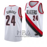 Camiseta Portland Trail Blazers Anfernee Simons NO 24 Association 2018 Blanco