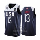 Camiseta USA Brook Lopez NO 13 2019 FIBA Basketball World Cup Azul