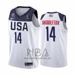 Camiseta USA Khris Middleton NO 14 2019 FIBA Basketball World Cup Blanco