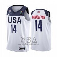 Camiseta USA Khris Middleton NO 14 2019 FIBA Basketball World Cup Blanco