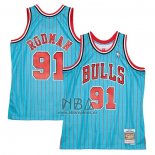 Camiseta Chicago Bulls Dennis Rodman NO 91 Mitchell & Ness 1995-96 Azul