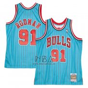 Camiseta Chicago Bulls Dennis Rodman NO 91 Mitchell & Ness 1995-96 Azul