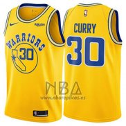 Camiseta Golden State Warriors Stephen Curry NO 30 Hardwood Classic 2018 Amarillo