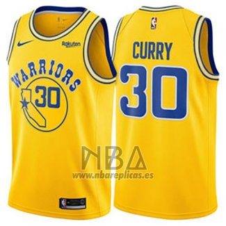 Camiseta Golden State Warriors Stephen Curry NO 30 Hardwood Classic 2018 Amarillo