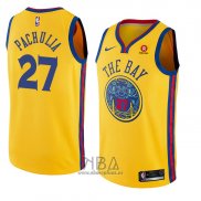 Camiseta Golden State Warriors Zaza Pachulia NO 27 Ciudad 2018 Amarillo