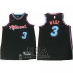 Camiseta Miami Heat Wade NO 3 Ciudad 2017-18 Negro Azul