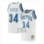 Camiseta Minnesota Timberwolves Isaiah Rider NO 34 Mitchell & Ness 1995-96 Blanco
