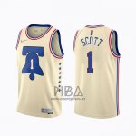 Camiseta Philadelphia 76ers Mike Scott NO 1 Earned 2020-21 Crema