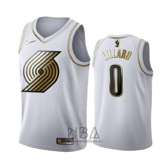 Camiseta Golden Edition Portland Trail Blazers Damian Lillard NO 3 Blanco
