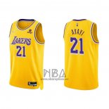 Camiseta Los Angeles Lakers Joel Ayayi NO 21 75th Anniversary 2021-22 Amarillo