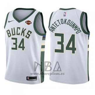 Camiseta Nino Milwaukee Bucks Giannis Antetokounmpo NO 34 Association 2017-18 Blanco
