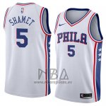 Camiseta Philadelphia 76ers Landry Shamet NO 5 Association 2018 Blanco