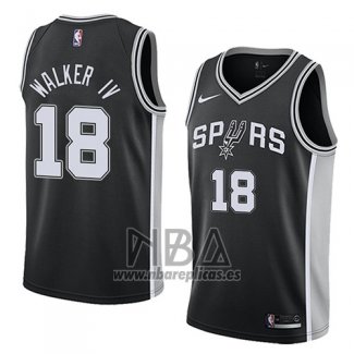 Camiseta San Antonio Spurs Lonnie Walker IV NO 18 Icon 2017-18 Negro