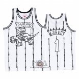 Camiseta Toronto Raptors Tracy Mcgrady NO 1 Concord Collection Hardwood Classics Blanco Negro