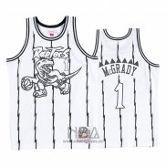 Camiseta Toronto Raptors Tracy Mcgrady NO 1 Concord Collection Hardwood Classics Blanco Negro