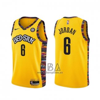 Camiseta Brooklyn Nets Deandre Jordan NO 6 Ciudad 2020-21 Amarillo
