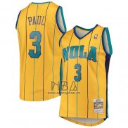 Camiseta Charlotte Hornets Chris Paul NO 3 Mitchell & Ness 2010-11 Amarillo