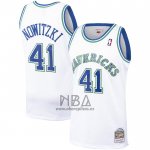 Camiseta Dallas Mavericks Dirk Nowitzki NO 41 Mitchell & Ness 1998-99 Blanco