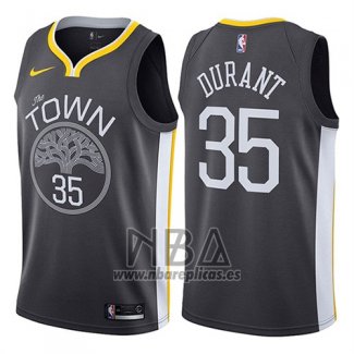 Camiseta Golden State Warriors Kevin Durant NO 35 Statement 2017-18 Negro