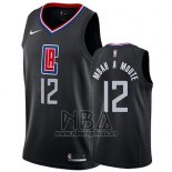 Camiseta Los Angeles Clippers Luc Mbah A Moute NO 12 Statement 2019 Negro