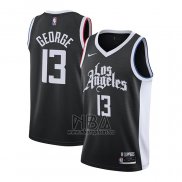 Camiseta Los Angeles Clippers Paul George NO 13 Ciudad 2020-21 Negro