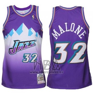 Camiseta Utah Jazz Karl Malone NO 32 Retro Violeta