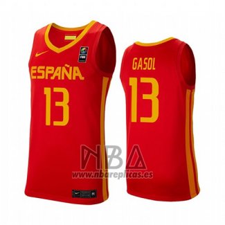 Camiseta Espana Marc Gasol NO 13 2019 FIBA Baketball World Cup Rojo