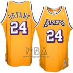 Camiseta Los Angeles Lakers Kobe Bryant NO 24 Retro Amarillo3