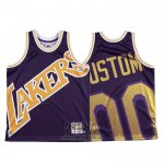 Camiseta Los Angeles Lakers Personalizada NO 0 Mitchell & Ness Big Face Violeta