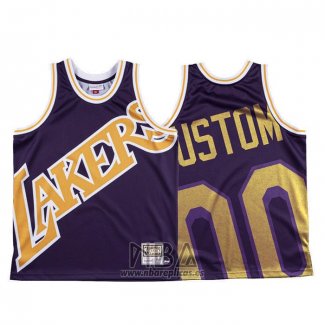 Camiseta Los Angeles Lakers Personalizada NO 0 Mitchell & Ness Big Face Violeta
