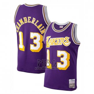 Camiseta Los Angeles Lakers Wilt Chamberlain NO 13 Mitchell & Ness 1971-72 Violeta