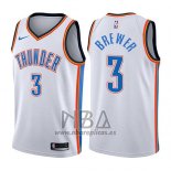 Camiseta Oklahoma City Thunder Corey Brewer NO 3 Association 2017-18 Blanco