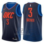 Camiseta Oklahoma City Thunder Corey Brewer NO 3 Statement 2017-18 Azul