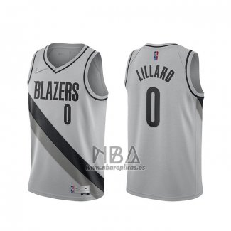 Camiseta Portland Trail Blazers Damian Lillard NO 0 Earned 2020-21 Gris