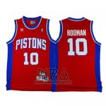Camiseta Detroit Pistons Dennis Rodman NO 10 Retro Rojo