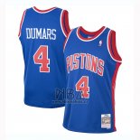 Camiseta Detroit Pistons Joe Dumars NO 4 Mitchell & Ness 1988-89 Azul