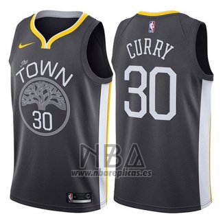 Camiseta Golden State Warriors Stephen Curry NO 30 Statement 2017-18 Negro